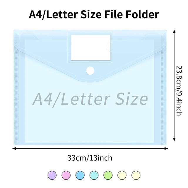 Alt view image 2 of 7 - 45pcs Plastic Envelopes, Plastic File Folders for Documents, A4 Size Hook & Loop Closure Poly Folders with Label Pocket for School and Office Supplies
