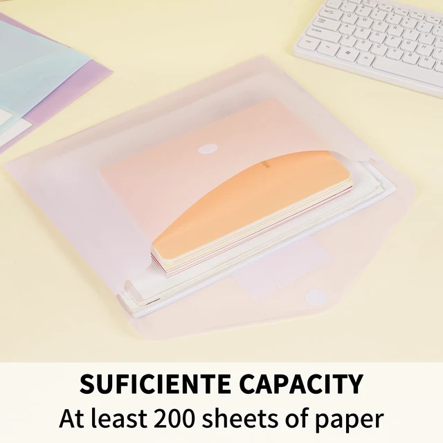 Alt view image 3 of 7 - 45pcs Plastic Envelopes, Plastic File Folders for Documents, A4 Size Hook & Loop Closure Poly Folders with Label Pocket for School and Office Supplies