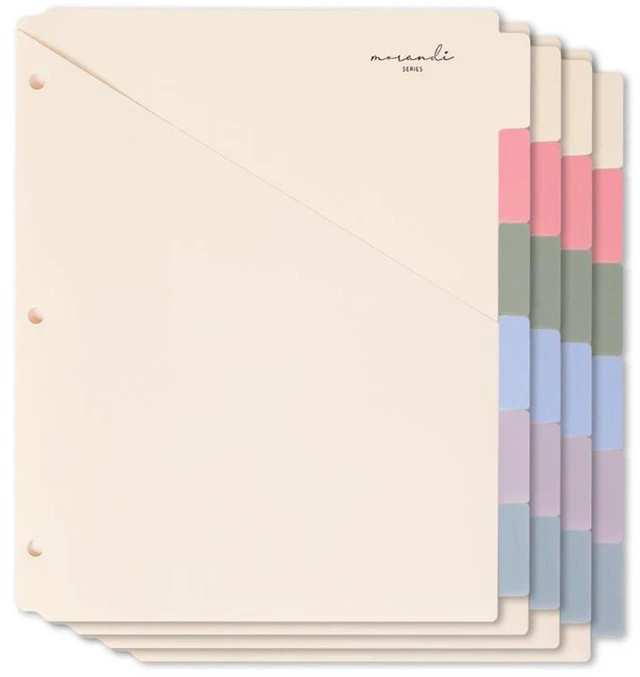 Main image of 6-Tab Plastic Binder Dividers, 2 Pockets, Pastel Colors, 4 Sets Made of PP Plastic, Fit for 3-Ring Binders, 2 Pockets, Letter Size, Provide Colorful Label Sitckers