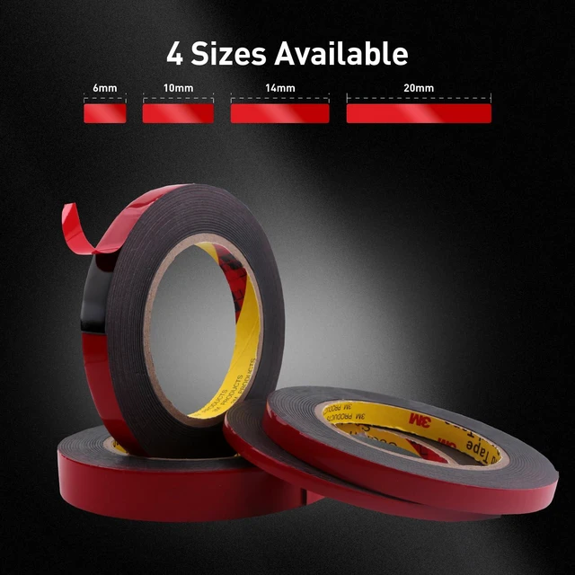 Alt view image 2 of 7 - 3M Automotive Acrylic Plus Tape, 0.79" x 18Ft, PT1100, Dark Gray, 2 Pack Double Sided Tape, Heavy Duty, Waterproof Foam Strips for Car Moldings, Claddings, Panels, Pads, Automotive Applications