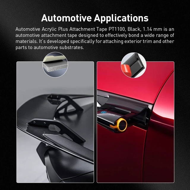 Alt view image 3 of 7 - 3M Automotive Acrylic Plus Tape, 0.79" x 18Ft, PT1100, Dark Gray, 2 Pack Double Sided Tape, Heavy Duty, Waterproof Foam Strips for Car Moldings, Claddings, Panels, Pads, Automotive Applications