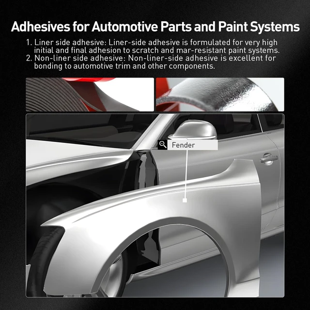 Alt view image 6 of 7 - 3M Automotive Acrylic Plus Tape, 0.79" x 18Ft, PT1100, Dark Gray, 2 Pack Double Sided Tape, Heavy Duty, Waterproof Foam Strips for Car Moldings, Claddings, Panels, Pads, Automotive Applications