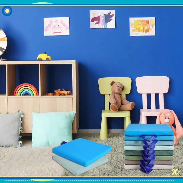 Alt view image 6 of 6 - 12 Pcs Classroom Floor Cushions for Kids,Bright Color,Square Flexible Classroom Seating for Kindergarten Daycare Nursery, Floor Cushion with Handle, Floor Cushions for Sitting Reading