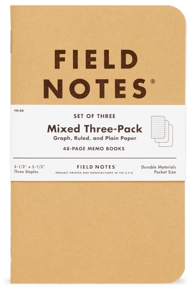 Alt view image 3 of 6 - Original Kraft 3-Pack - Mixed Paper (1 Graph/Grid, 1 Ruled/Lined, 1 Plain/Blank) Memo Books - 48 Page Pocket Notebooks - 3.5" x 5.5"