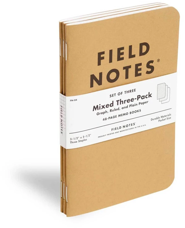 Alt view image 4 of 6 - Original Kraft 3-Pack - Mixed Paper (1 Graph/Grid, 1 Ruled/Lined, 1 Plain/Blank) Memo Books - 48 Page Pocket Notebooks - 3.5" x 5.5"