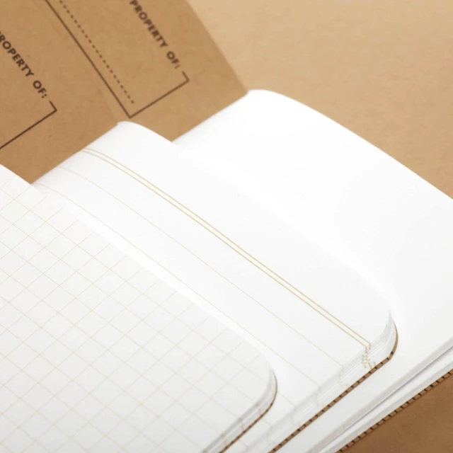 Alt view image 5 of 6 - Original Kraft 3-Pack - Mixed Paper (1 Graph/Grid, 1 Ruled/Lined, 1 Plain/Blank) Memo Books - 48 Page Pocket Notebooks - 3.5" x 5.5"