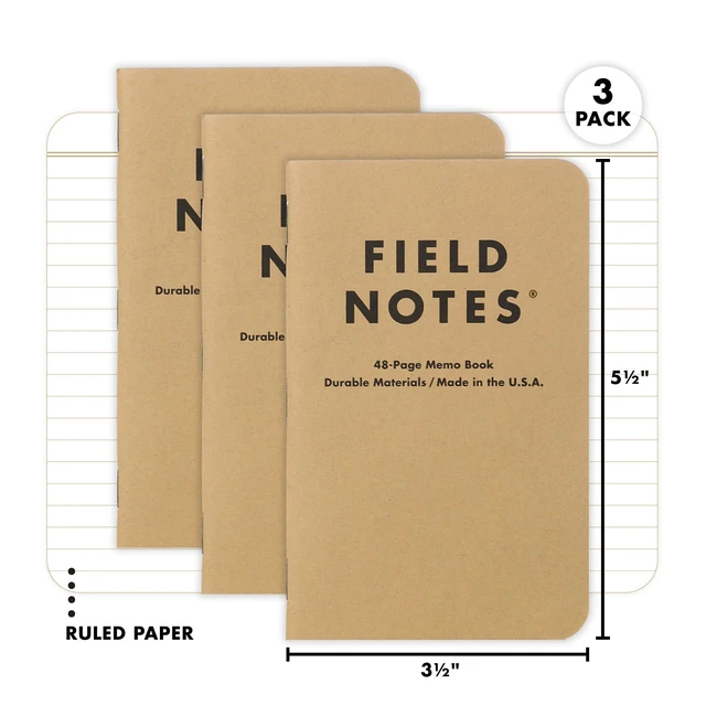 Alt view image 2 of 6 - Original Kraft 3-Pack - Ruled Paper Memo Books - Lined 48 Page Pocket Notebooks - 3.5" x 5.5"