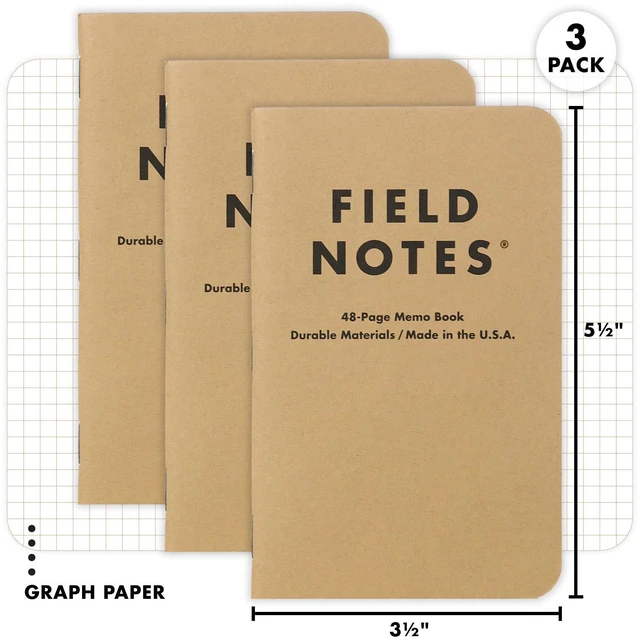 Alt view image 2 of 6 - Original Kraft 3-Pack - Graph Paper Memo Books - Grid Paper 48 Page Pocket Notebooks - 3.5" x 5.5"