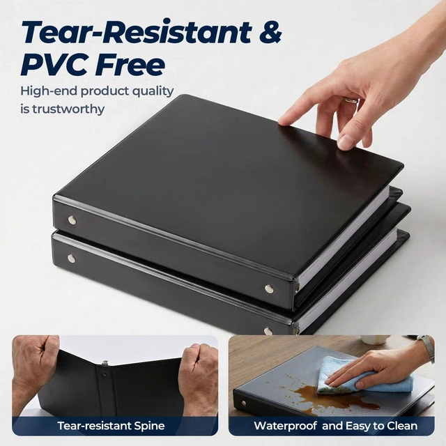 Alt view image 4 of 7 - 1 Inch 3 Ring Binders 24 Pack, Clear View Binder Bulk,Black PVC-Free 3-Ring Binders for School, Office or Home, Fits 8.5 x 11 Inches Paper