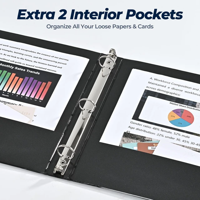 Alt view image 6 of 7 - 1 Inch 3 Ring Binders 24 Pack, Clear View Binder Bulk,Black PVC-Free 3-Ring Binders for School, Office or Home, Fits 8.5 x 11 Inches Paper