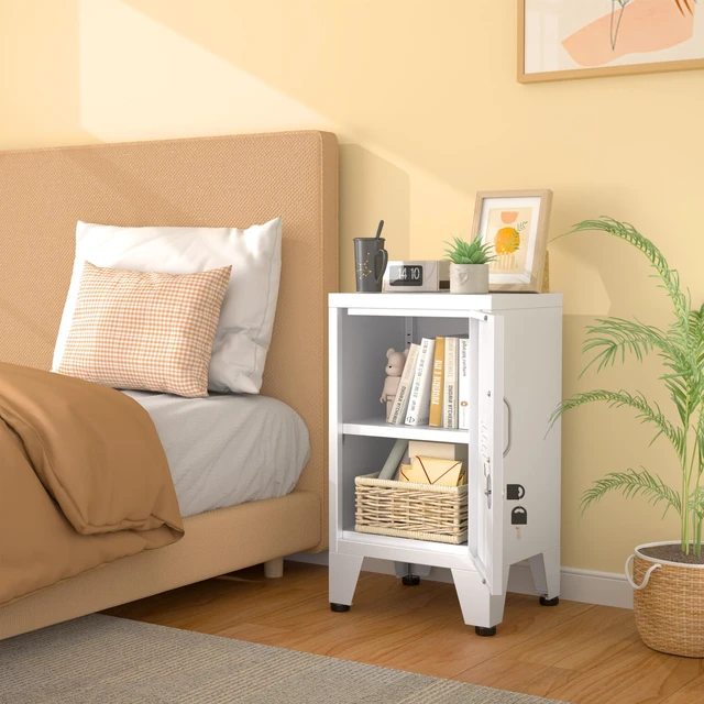 Alt view image 2 of 7 - 24.5" White Lockable Steel Small Employee Storage Locker Single Door, Adjustable Shelf & Leveling Feet, Metal Office Cabinet for Home, School, Office & Gym