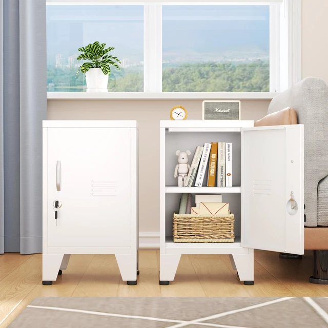 Alt view image 4 of 7 - 24.5" White Lockable Steel Small Employee Storage Locker Single Door, Adjustable Shelf & Leveling Feet, Metal Office Cabinet for Home, School, Office & Gym