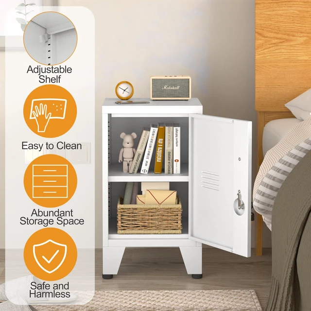 Alt view image 5 of 7 - 24.5" White Lockable Steel Small Employee Storage Locker Single Door, Adjustable Shelf & Leveling Feet, Metal Office Cabinet for Home, School, Office & Gym
