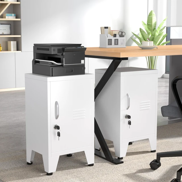Alt view image 6 of 7 - 24.5" White Lockable Steel Small Employee Storage Locker Single Door, Adjustable Shelf & Leveling Feet, Metal Office Cabinet for Home, School, Office & Gym