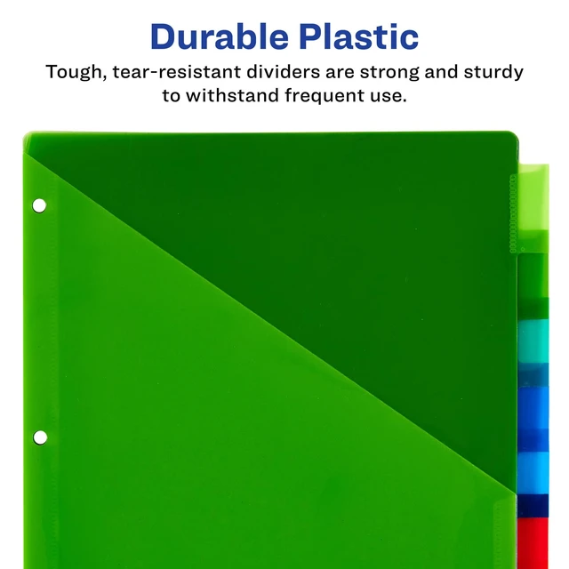 Alt view image 5 of 7 - Dividers for 3 Ring Binders,8-Tab Sets,Two-Pocket Plastic Binder Dividers with Tabs,Multicolor,1 Set (11907),(Pack of 2)