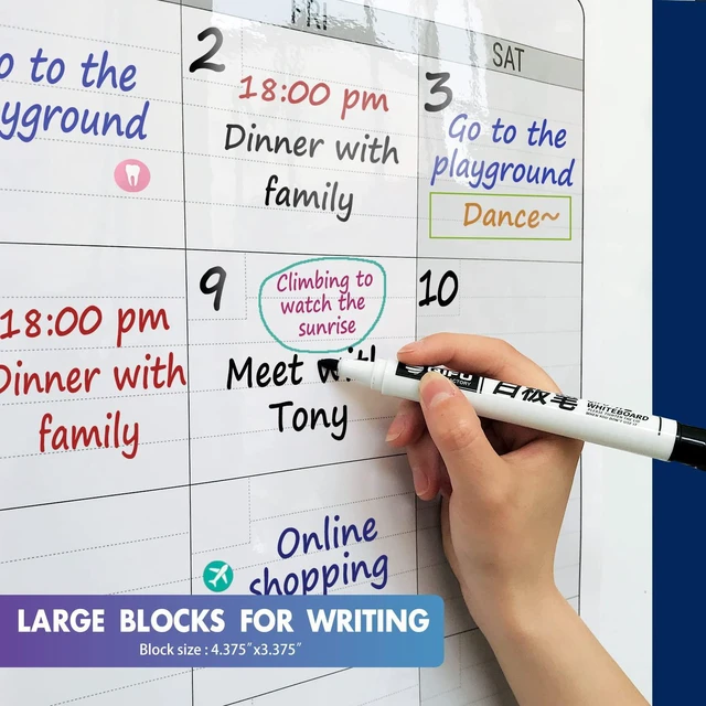 Alt view image 4 of 7 - Extra Large Dry Erase Calendar for Wall, Giant 4 Month Calendars 46 x 63 in Jumbo Huge Size Erasable laminated Four month Whiteboard,Oversized Blank Reusasble 120 Days Poster, Multi Months White Board
