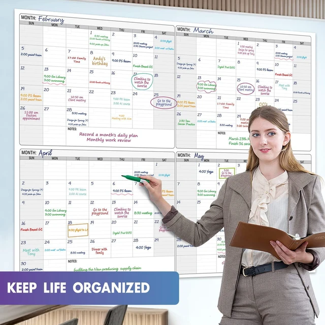 Alt view image 7 of 7 - Extra Large Dry Erase Calendar for Wall, Giant 4 Month Calendars 46 x 63 in Jumbo Huge Size Erasable laminated Four month Whiteboard,Oversized Blank Reusasble 120 Days Poster, Multi Months White Board