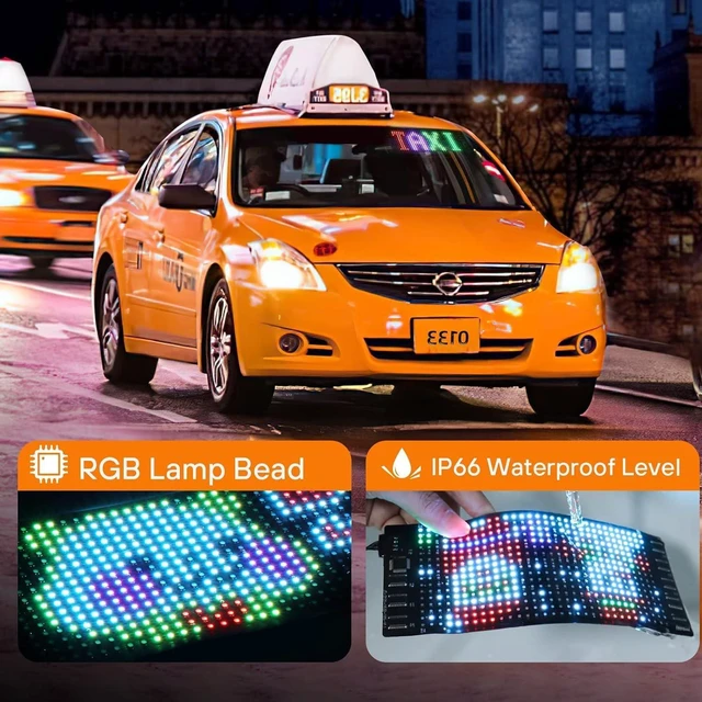 Alt view image 2 of 7 - LED Sign for Car, 7''x3''Flexible LED Matrix Panel USB 5V Bluetooth Application Control DIY Programmable Scrolling Sign for Car Party Wedding Festival