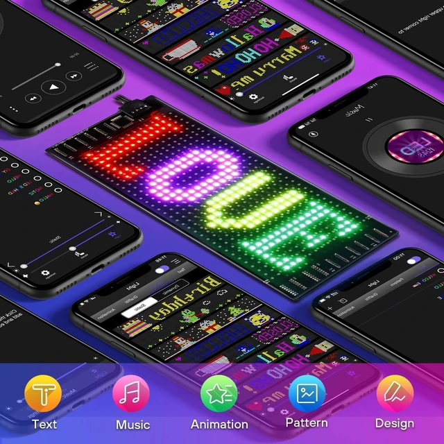 Alt view image 3 of 7 - LED Sign for Car, 7''x3''Flexible LED Matrix Panel USB 5V Bluetooth Application Control DIY Programmable Scrolling Sign for Car Party Wedding Festival