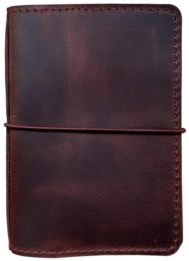Main image of Travelers Notebook Cover with Inner Pockets, Card Slots and Pen Holder, A6 Size, Dark Brown