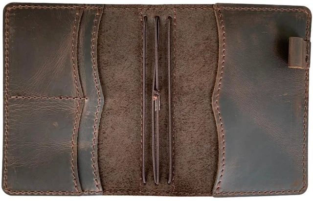 Alt view image 2 of 4 - Travelers Notebook Cover with Inner Pockets, Card Slots and Pen Holder, A6 Size, Dark Brown