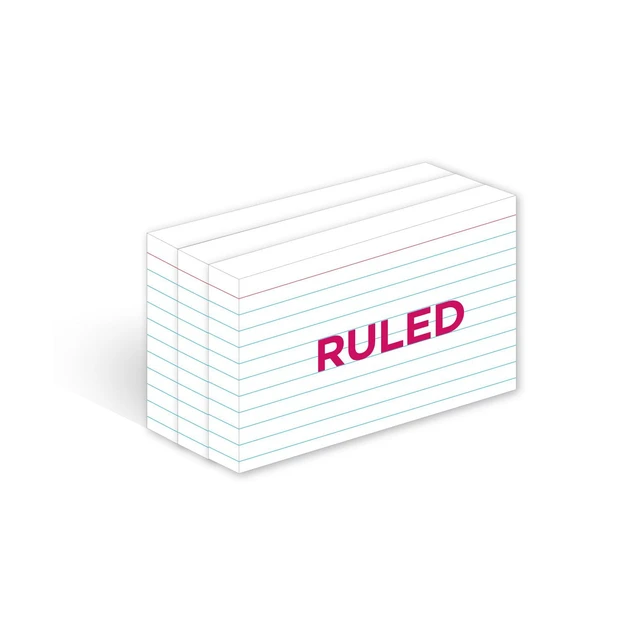 Alt view image 6 of 7 - Lined Index Card 3"x5" Index Cards Flashcards, 2400 Count Ruled on Front, Blank on Back Index Cards, White 24 pack of 100 Shrink, Made in the USA