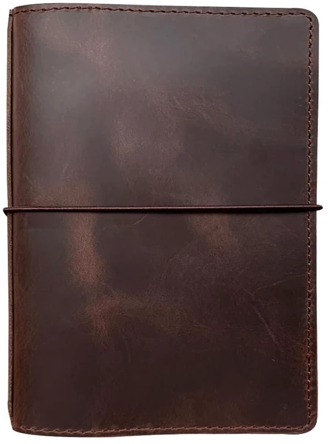 Main image of Travelers Notebook Cover with Inner Pockets, Card Slots and Pen Holder, B6 Size, Dark Brown