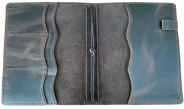 Alt view image 2 of 4 - Travelers Notebook Cover with Inner Pockets, Card Slots and Pen Holder, B6 Size, Dark Brown