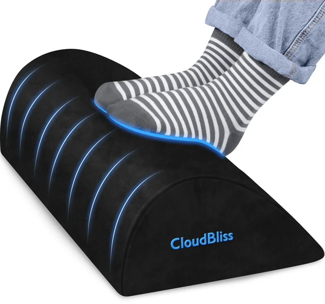 Main image of Foot Rest for Under Desk at Work, Foot Stool for Office, Black, Long Soft Foam, Washable & Removable Cover, for office, home and car, Anti-silp Bottom, Ergonomic Design