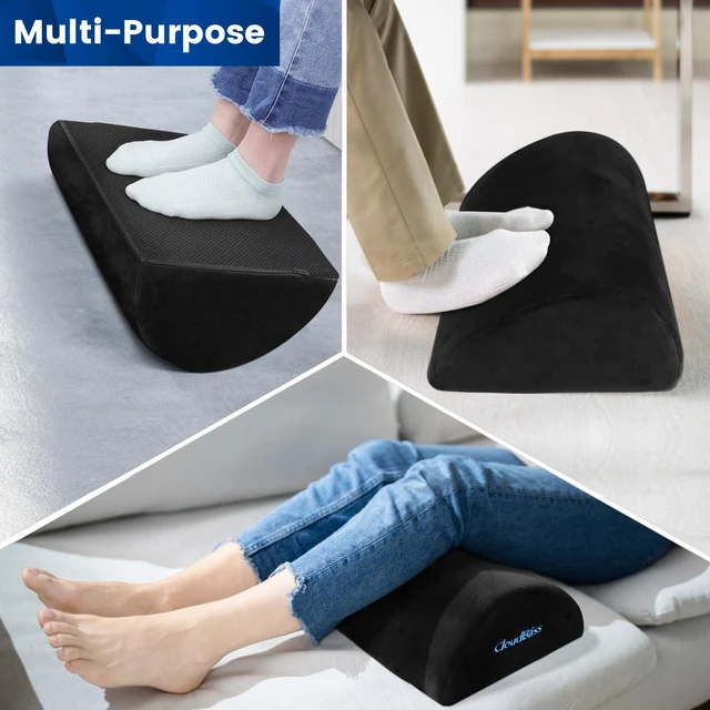 Alt view image 6 of 6 - Foot Rest for Under Desk at Work, Foot Stool for Office, Black, Long Soft Foam, Washable & Removable Cover, for office, home and car, Anti-silp Bottom, Ergonomic Design