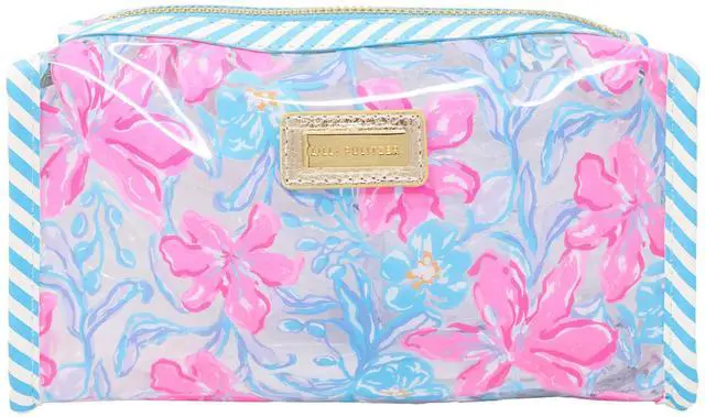 Main image of Vinyl Pouch, Beachside Haven Cute, Semi-Clear, Water Resistant, Zipper Bag Pencil Case for Stationery, Small Toiletries, and Makeup