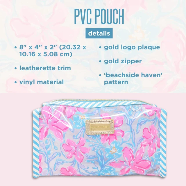 Alt view image 3 of 6 - Vinyl Pouch, Beachside Haven Cute, Semi-Clear, Water Resistant, Zipper Bag Pencil Case for Stationery, Small Toiletries, and Makeup