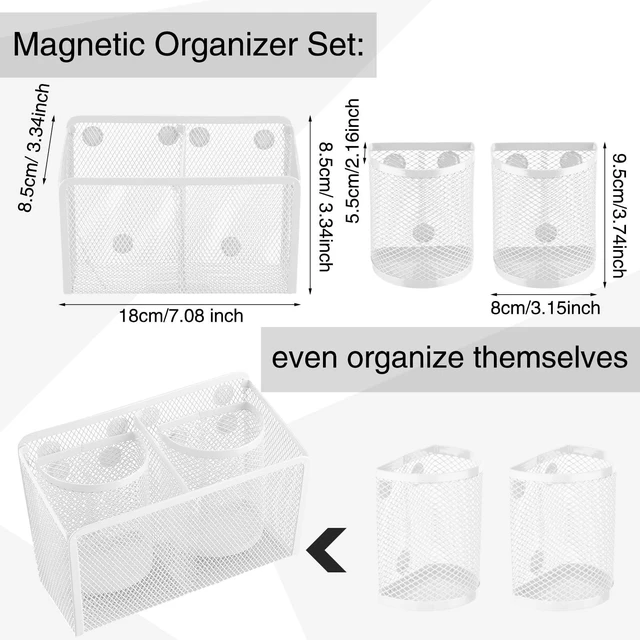 Alt view image 4 of 6 - 13 Pcs Locker Organizer Kit Stackable Mesh Shelves School, White