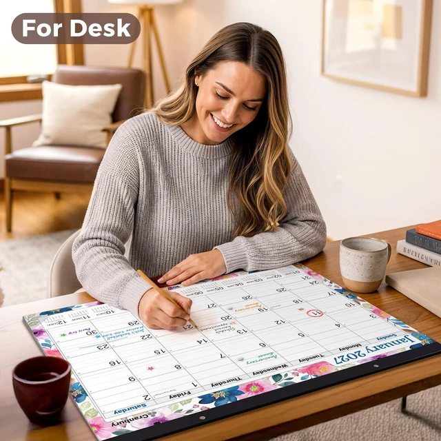 Alt view image 2 of 7 - 2026-2027 Desk Calendar 22x17, 18-Month Monthly Planner Large 22x17 monthly layout offers ample writing space for appointments, deadlines, reminders, and events