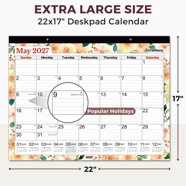 Alt view image 5 of 7 - 2026-2027 Desk Calendar 22x17, 18-Month Monthly Planner Large 22x17 monthly layout offers ample writing space for appointments, deadlines, reminders, and events