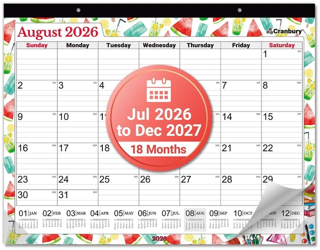 Main image of 2026-2027 Desk Calendar 22x17, 18-Month Wall Planner Large 22x17 monthly calendar with spacious writing blocks keeps schedules, deadlines, and events organized