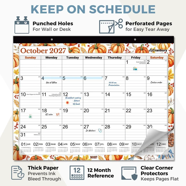 Alt view image 4 of 7 - 2026-2027 Desk Calendar 22x17, 18-Month Wall Planner Large 22x17 monthly calendar with spacious writing blocks keeps schedules, deadlines, and events organized