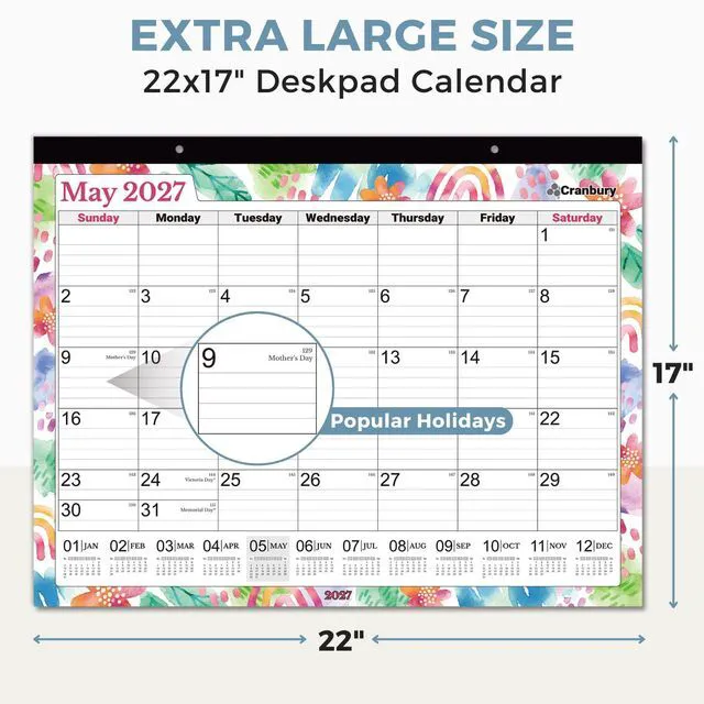 Alt view image 5 of 7 - 2026-2027 Desk Calendar 22x17, 18-Month Wall Planner Large 22x17 monthly calendar with spacious writing blocks keeps schedules, deadlines, and events organized