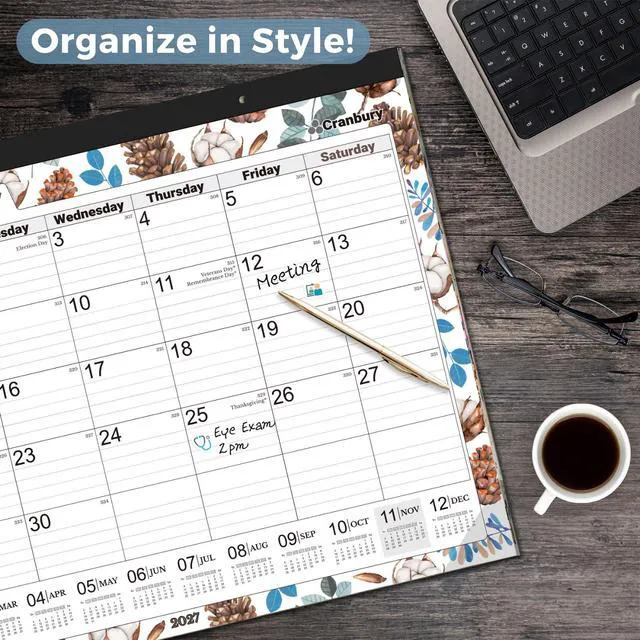 Alt view image 7 of 7 - 2026-2027 Desk Calendar 22x17, 18-Month Wall Planner Large 22x17 monthly calendar with spacious writing blocks keeps schedules, deadlines, and events organized