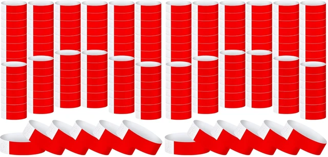 Main image of 2400 Pack Paper Wristbands,Red