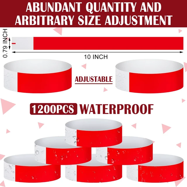Alt view image 2 of 6 - 2400 Pack Paper Wristbands,Red