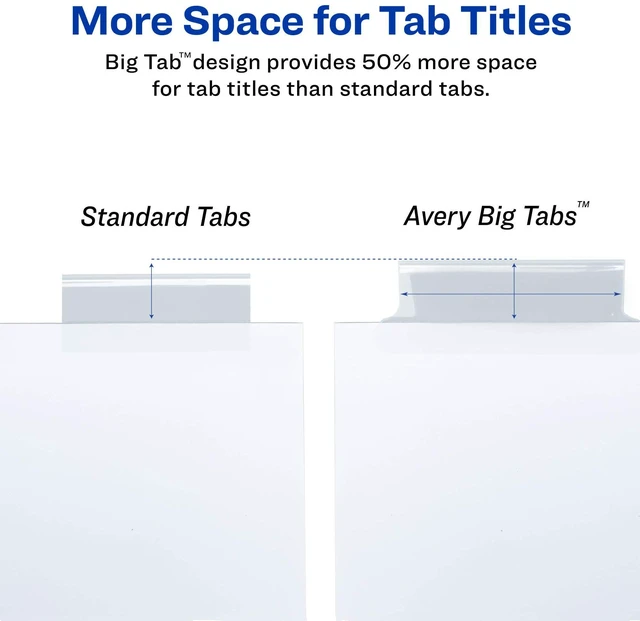 Alt view image 4 of 7 - ® Big Tab Insertable Extra Wide Dividers, 8-Tab, Clear, 6 Sets For Organizing Schoolwork and Finances, Reinforced Tear-Resistant Holes, Extra-Wide Tabs Extend Past Sheet Protectors