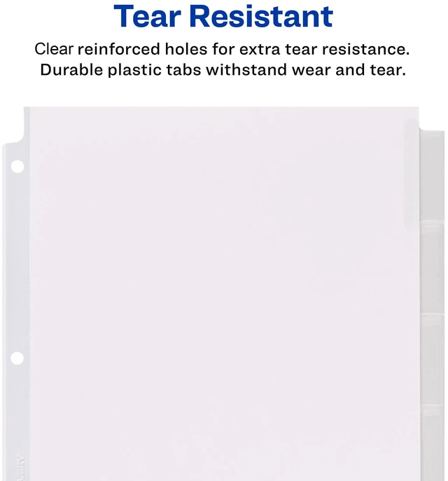 Alt view image 6 of 7 - ® Big Tab Insertable Extra Wide Dividers, 8-Tab, Clear, 6 Sets For Organizing Schoolwork and Finances, Reinforced Tear-Resistant Holes, Extra-Wide Tabs Extend Past Sheet Protectors