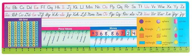 Main image of Zaner-Bloser Print & Cursive Desktop Helpers, Set of 24 Ages 6+, 1st Grade+, Self-Adhesive Deluxe Plastic Student Desk Name Tags, Durable, Easy-to-Use and Functional: Amazon.com