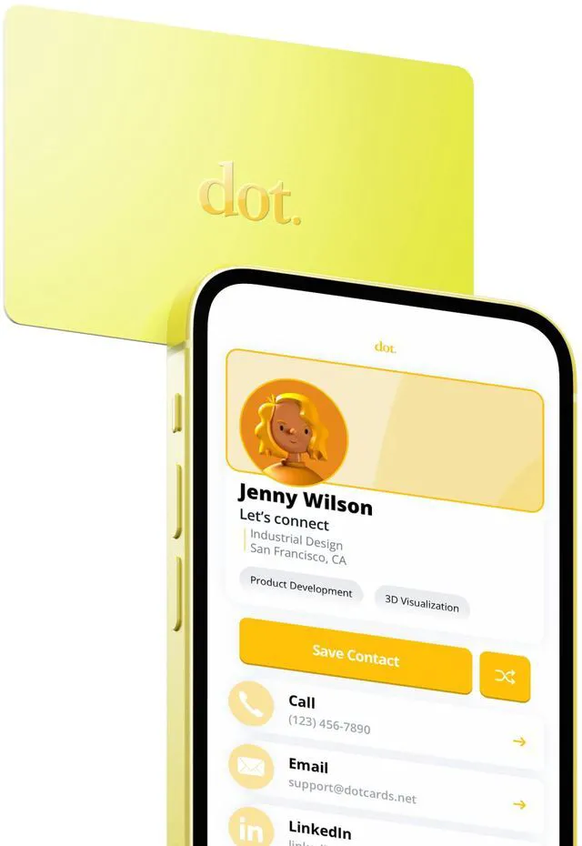 Main image of Card - Digital Business Card - Tap Compatible with iPhone & Android (Yellow)