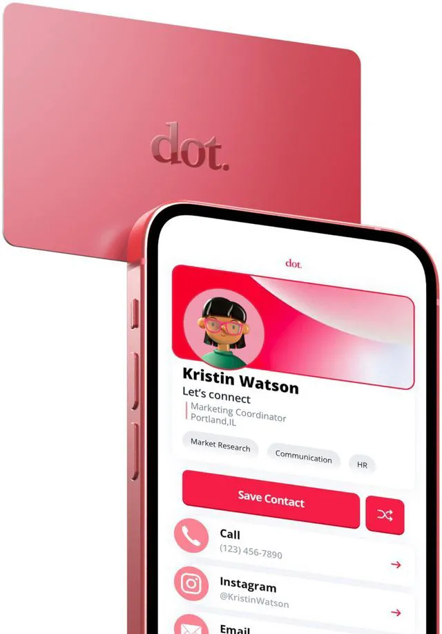 Main image of Card - Digital Business Card - Tap Compatible with iPhone & Android (Red)