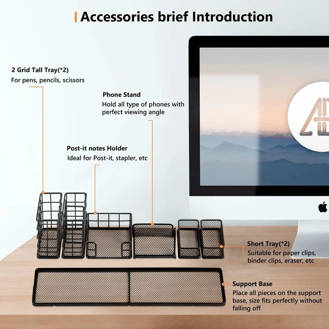 Alt view image 3 of 6 - 7 in 1 Desk Organizer and Accessories School, Home, Office
