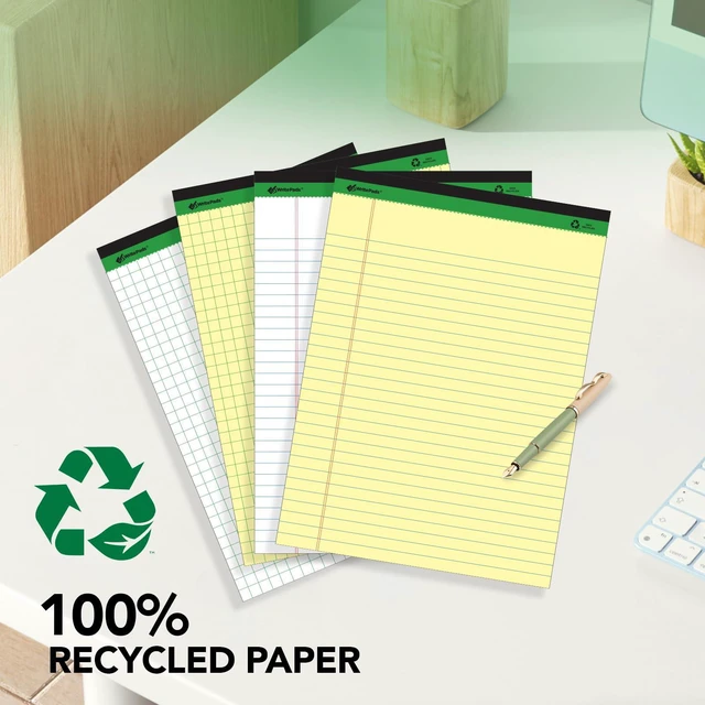 Alt view image 6 of 7 - Graph Paper Legal Pads Writing Pads Recycled Paper 8.5"x11.75" Quad Ruled 4x4 Perforated 50 sheets/pad Grid Paper Yellow Notepads Writing Tablet For Office Supplies (Canary 6pad, 8.5x11.75'')