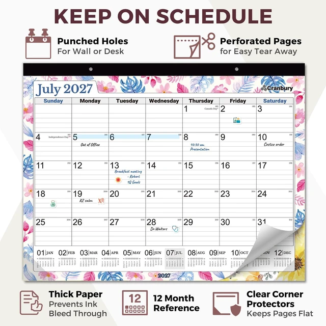 Alt view image 4 of 7 - 2026-2027 Desk Calendar 22x17, 18-Month Monthly Planner Large 22x17 monthly layout offers ample writing space for appointments, deadlines, reminders, and events