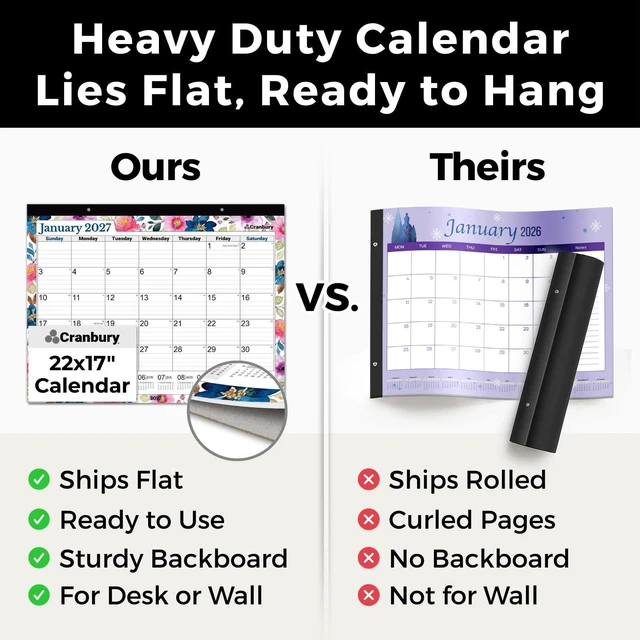 Alt view image 6 of 7 - 2026-2027 Desk Calendar 22x17, 18-Month Monthly Planner Large 22x17 monthly layout offers ample writing space for appointments, deadlines, reminders, and events